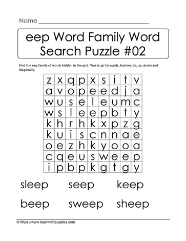 eep Word Family Activity