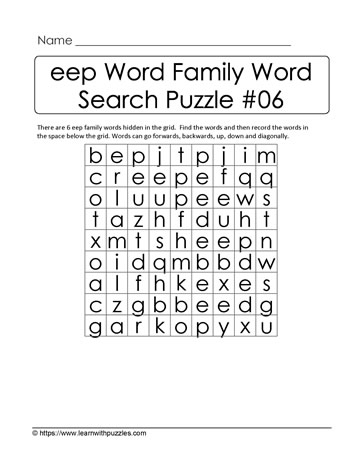 eep Word Family Activity