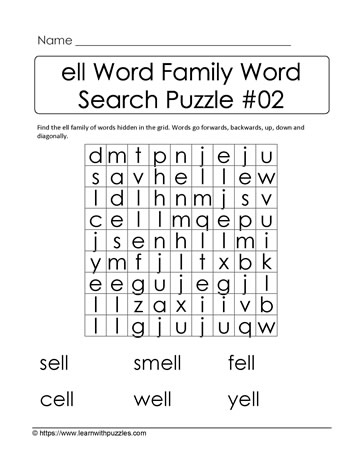 ell Word Family Activity