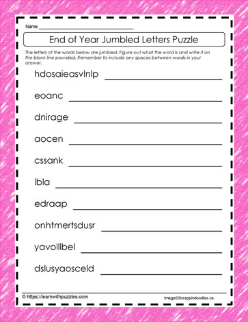 End of Year Jumbled Letters #14
