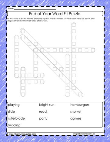 End of Year Word Fit Puzzle #04