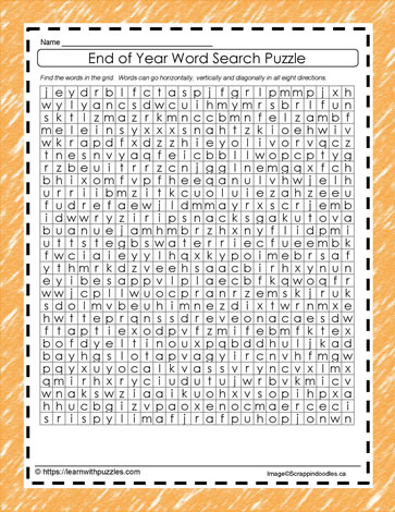 End of Year Word Search #01