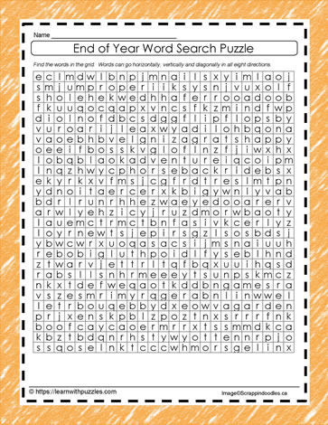 End of Year Word Search #02