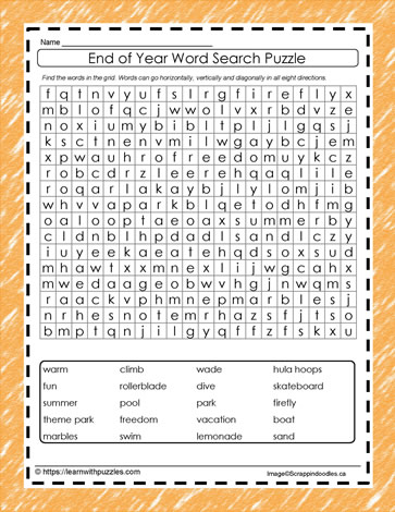 End of Year Word Search #04