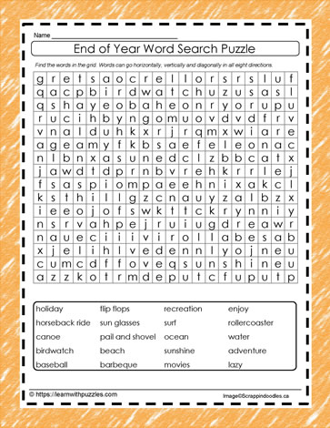 End of Year Word Search #06