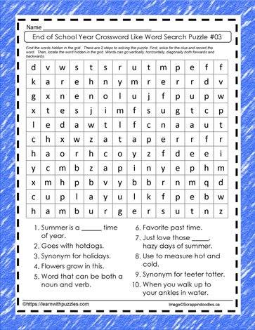 End of Year Word Search Gr3-5 #03