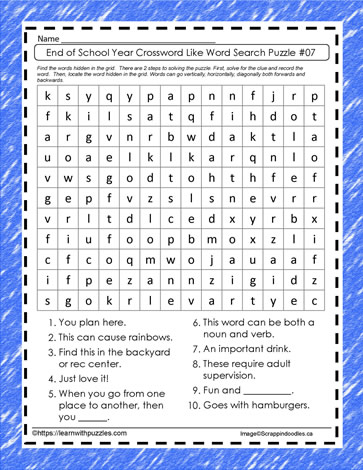 End of Year Word Search Gr3-5 #07