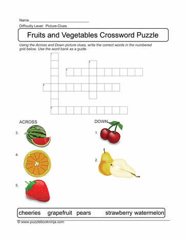 Fruits and Vegetables Crossword