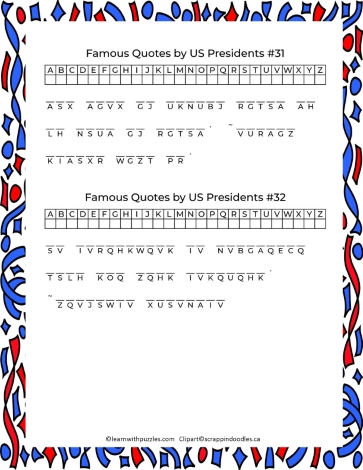 Quotes US Presidents Cryptograms-Letters-0-hints