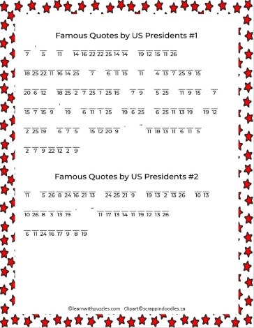 Quotes US Presidents Cryptograms-Numbers