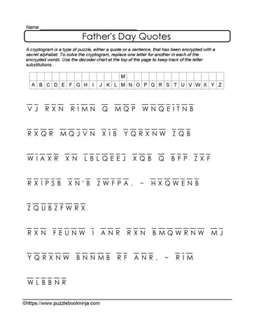 Cryptogram Puzzle Father's Day