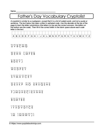 Encoded List of Words-Father's Day
