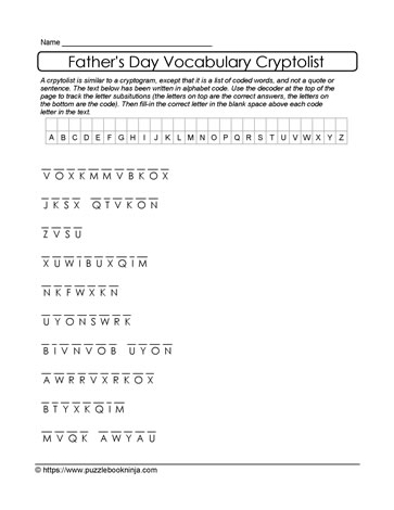 Father's Day Cryptolist Puzzle
