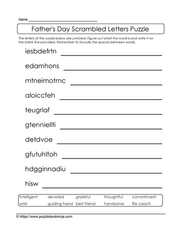 Scrambled Father's Day Puzzle