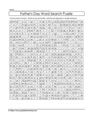 Dad's Day Word Search Puzzle