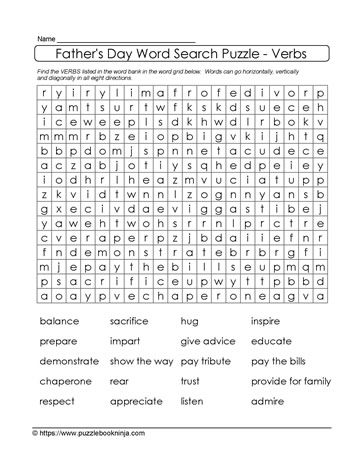 Word Search Puzzle - Father's Day
