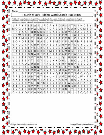 July 4th Hidden Word Search-07