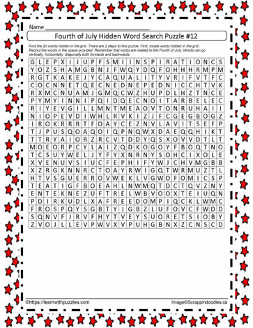 July 4th Hidden Word Search-12
