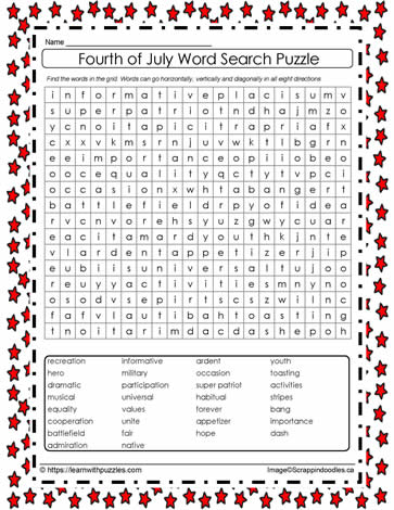 July 4th Word Search #01