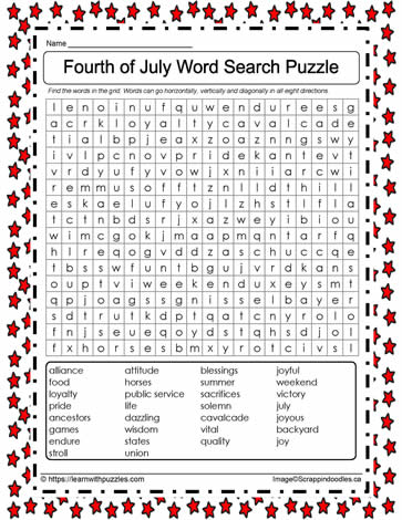 July 4th Word Search #03
