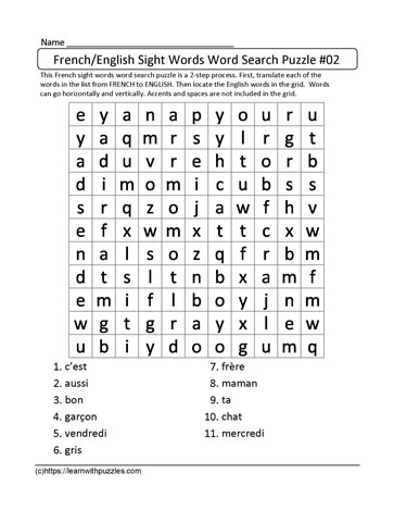 French English Word Search #02