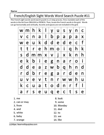 French English Word Search #11