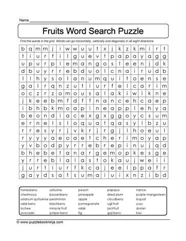 Fruits Word Search