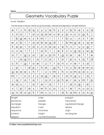 Find Geometry Words Puzzle