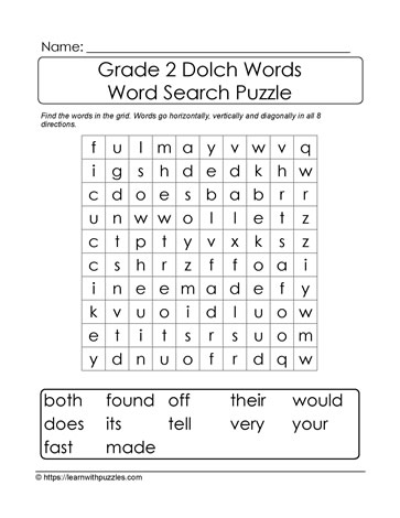 2nd Grade Dolch Word Search #04