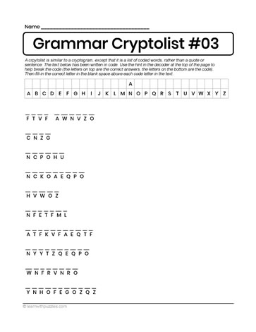 Grammar Words Puzzle 03