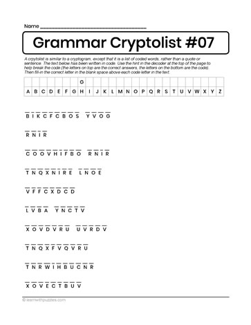 Cryptogram of Grammar