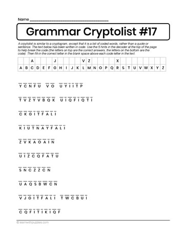 Grammar Words Puzzle 17