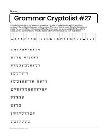 Grammar Words Puzzle 27