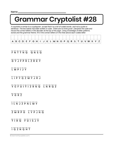 Grammar Words Puzzle 28