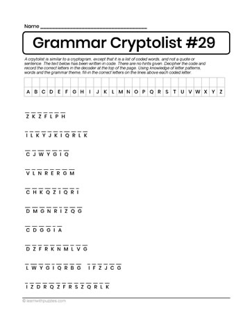 Grammar Words Puzzle 29