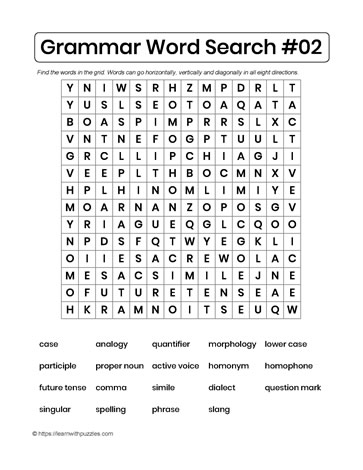 Word Find Grammar Puzzle