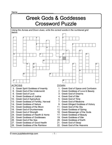 Greek Crossword Puzzle 