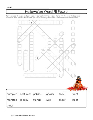 Halloween Wordfit Puzzle #01