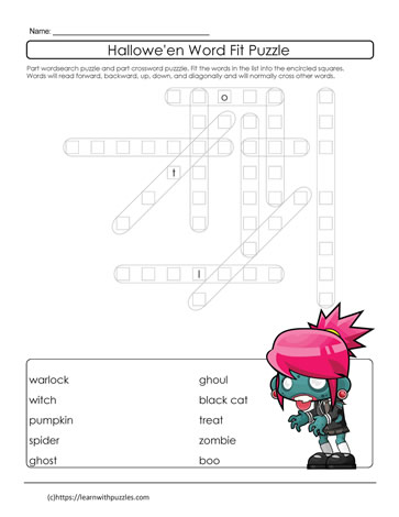 Halloween Wordfit Puzzle #02