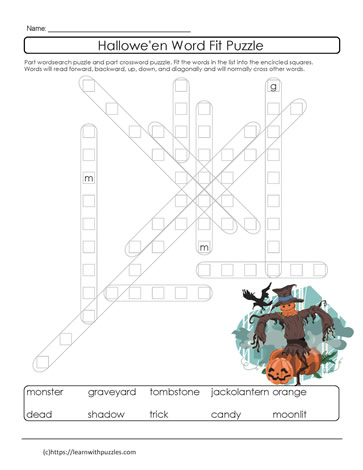 Halloween Wordfit Puzzle #04