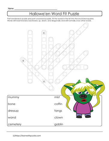 Halloween Wordfit Puzzle #05