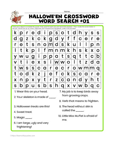 Halloween Wordsearch Crossword #01