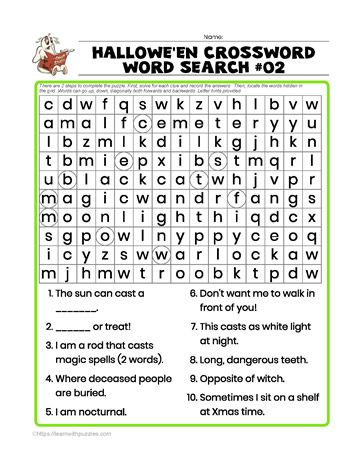 Halloween Wordsearch Crossword #02