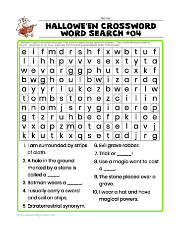 Halloween Wordsearch Crossword #04