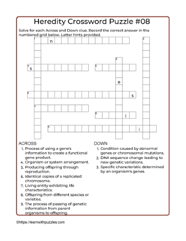 Heredity Crossword 08