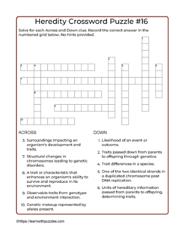 Heredity Crossword 16