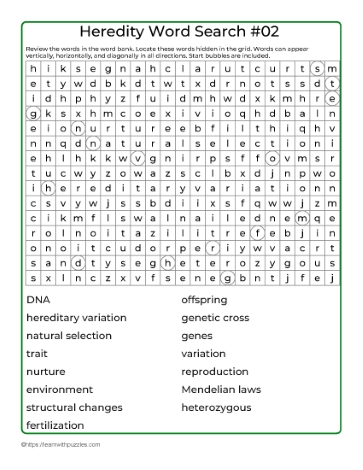 Heredity Word Search 02