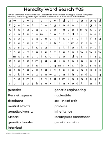 Heredity Word Search 05