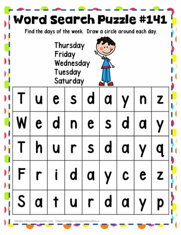 Find Days of the Week Words 2