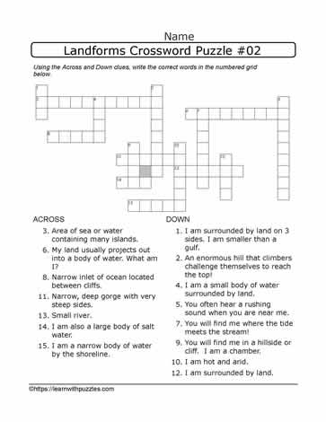 Landforms Crossword #02